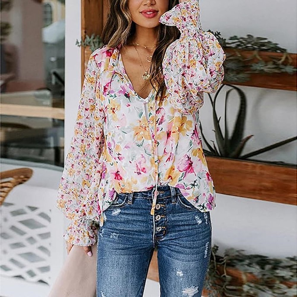 NWT New If by Sea Floral Long Sleeve Sheer Blouse Size XS